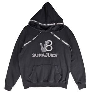 YICHAO x V8 SUPAJUICE MEN'S HOODED SWEATSHIRT – BLACK – XXL – RARE STREETWEAR